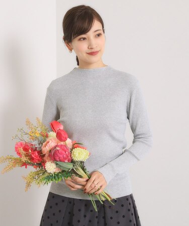 【手洗い可】ラメリブボトルネックニット