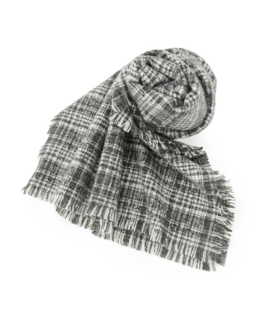 【手洗い可】ラメツイード風チェックストール