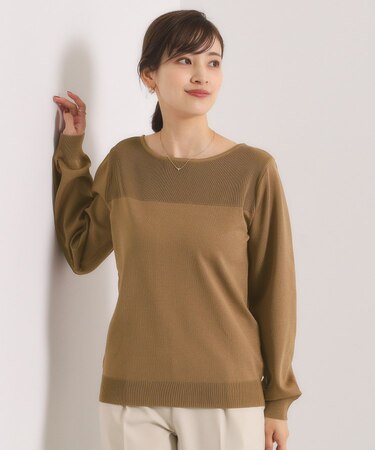 【縮みに強い／洗濯機OK】編地切替ニットプルオーバー
