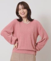 【手洗い可】ラメフェザーヤーンニット