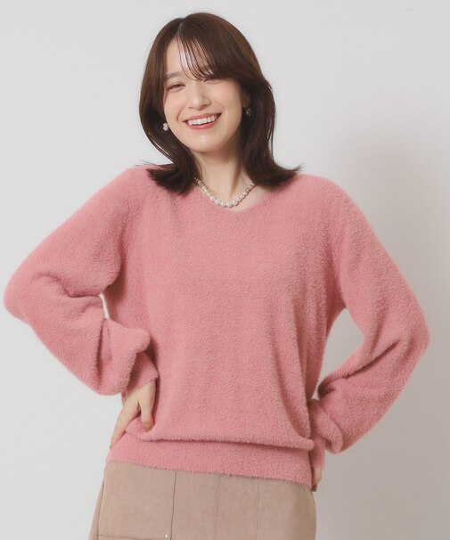 【手洗い可】ラメフェザーヤーンニット