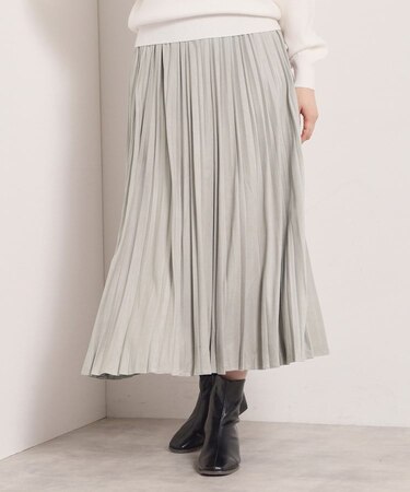 【手洗い可/ウエストゴム】フェイクスエードプリーツスカート