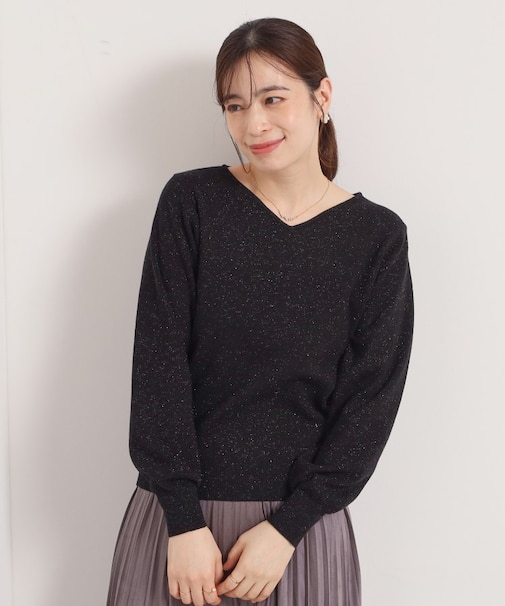 【手洗い可】アンジェリーナ総針vネックニット