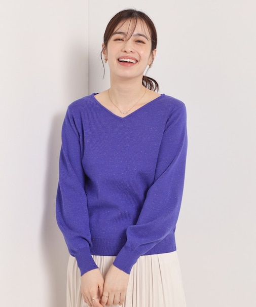 【手洗い可】アンジェリーナ総針vネックニット