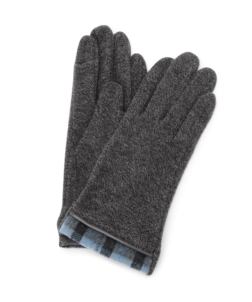 【手洗い可】チェック切替保湿生地グローブ