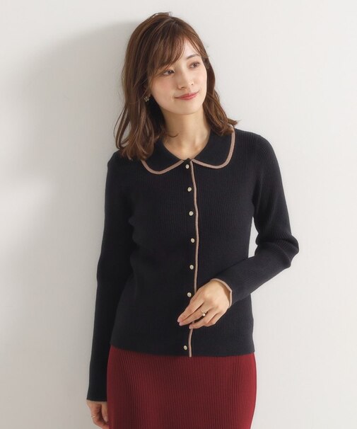 【手洗い可】配色衿リブニット