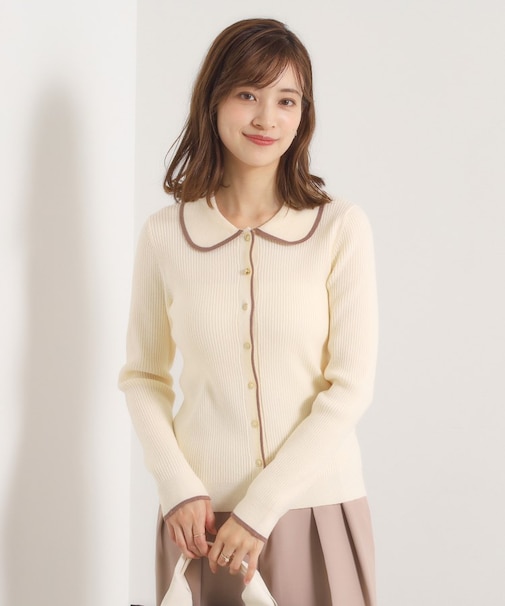 【手洗い可】配色衿リブニット