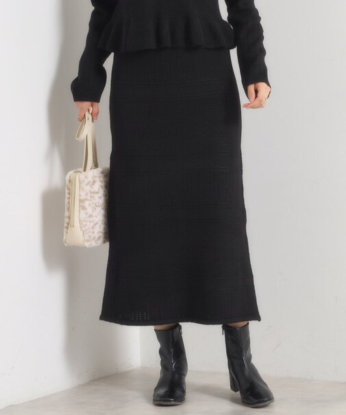 【手洗い可/セットアップ可】柄編みニットスカート