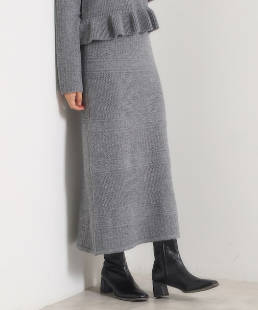 【手洗い可／セットアップ可】柄編みニットスカート