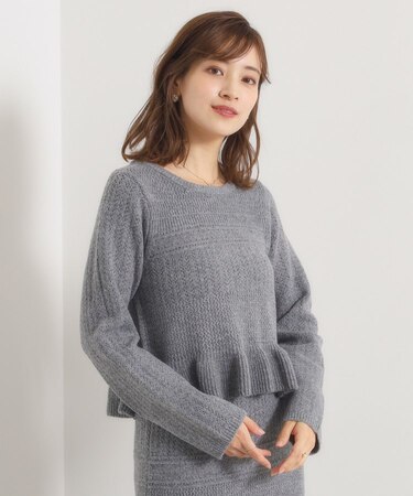 【手洗い可／セットアップ可】柄編みニットプルオーバー