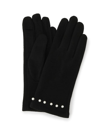 【手洗い可】フェイクパール付きジャージグローブ