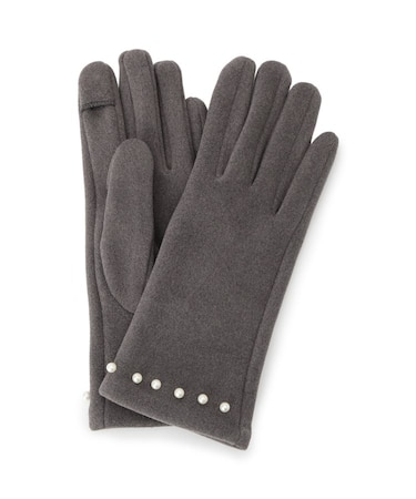 【手洗い可】フェイクパール付きジャージグローブ