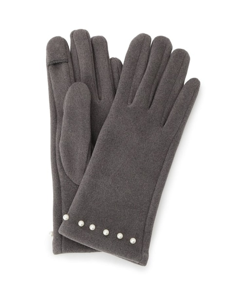 【手洗い可】フェイクパール付きジャージグローブ