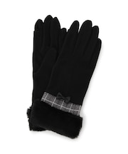 【手洗い可】リボン付フェイクファーカフスグローブ