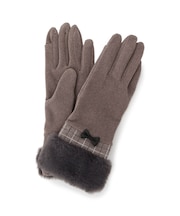 【手洗い可】リボン付フェイクファーカフスグローブ