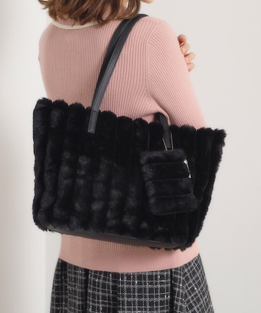 ポーチ付フェイクファートート