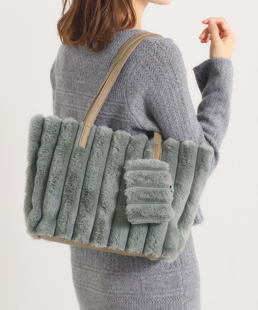 ポーチ付フェイクファートート