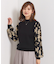 【手洗い可】花柄ジャカード袖ニット