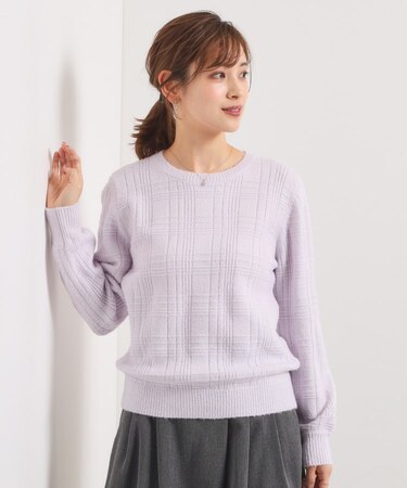 【手洗い可】ラメチェックニット