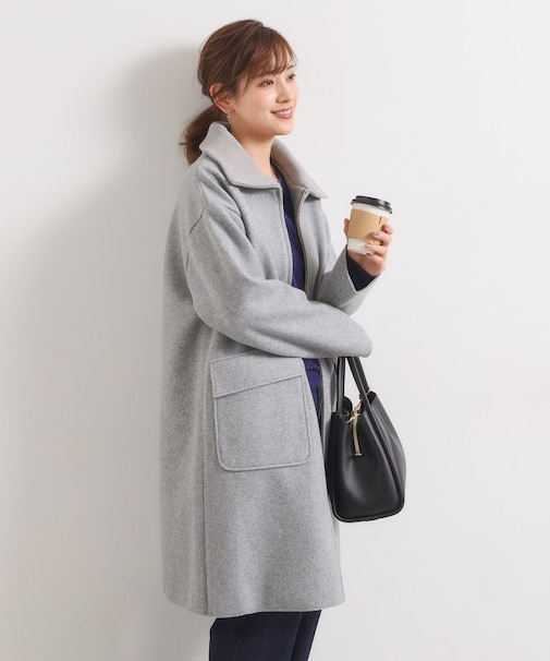裏リブ衿付きコート