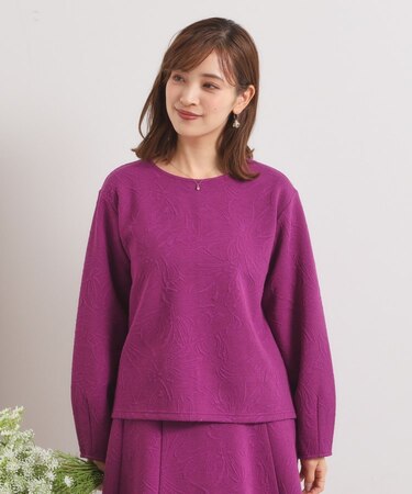 【洗濯機OK/セットアップ可】花柄ジャカードトップス