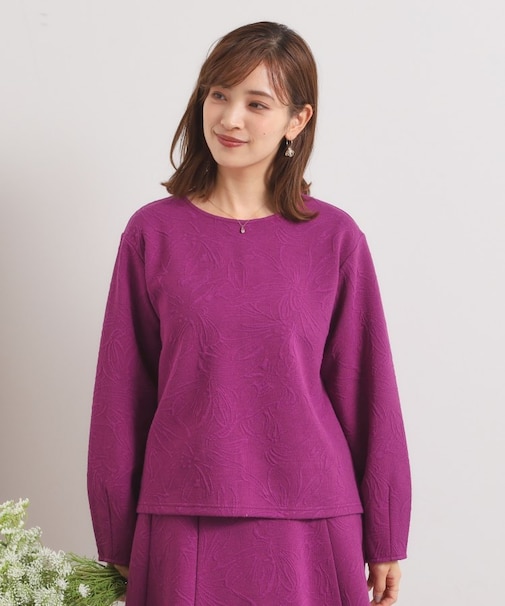 【洗濯機OK/セットアップ可】花柄ジャカードトップス