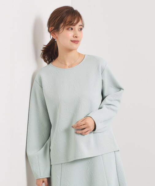 【洗濯機OK/セットアップ可】花柄ジャカードトップス