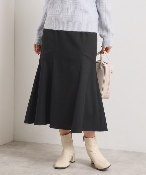 【手洗い可/ウエストゴム】ヘリンボーンマーメイドスカート