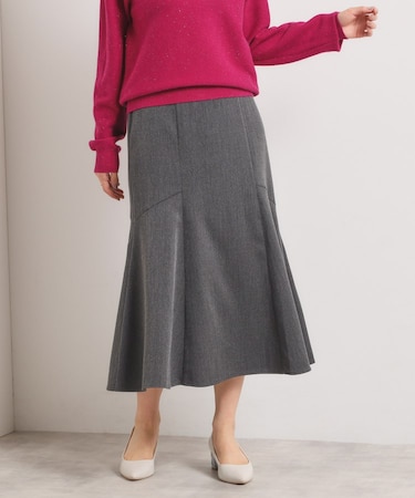 【手洗い可/ウエストゴム】ヘリンボーンマーメイドスカート