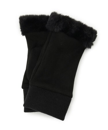 部分ファー指切りグローブ