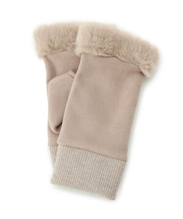 部分ファー指切りグローブ