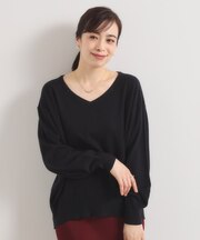 【静電気防止／手洗い可】クリーミータッチVネックニット