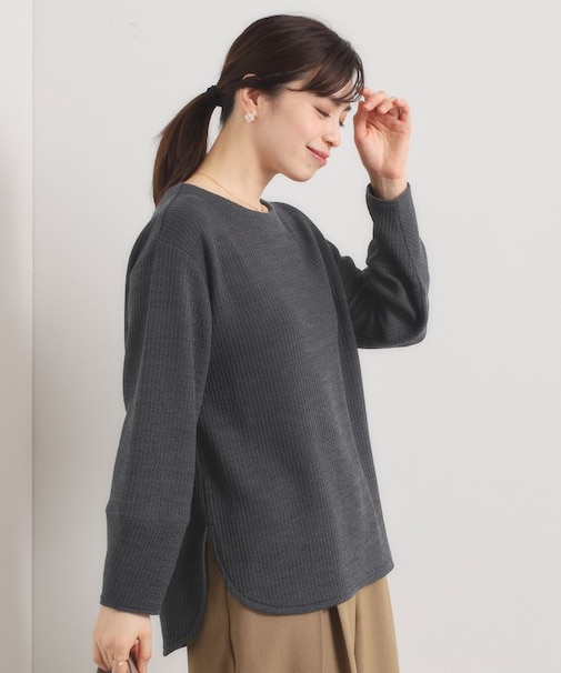 【洗濯機OK】ラウンドヘム起毛リブプルオーバー