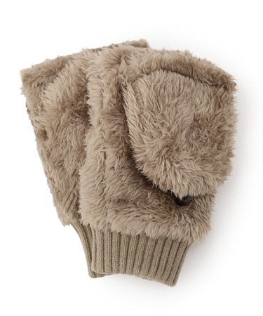 【手洗い可】ボアフード付きミトン