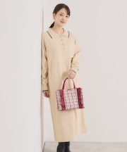 【手洗い可】ポロ衿ニットワンピース