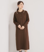 【手洗い可】ポロ衿ニットワンピース