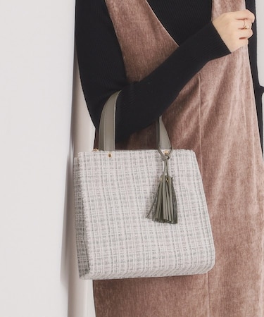 ツイードタッセルミニトート