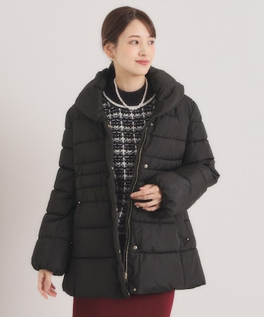 【撥水加工】ショールカラー中綿ミディ丈コート