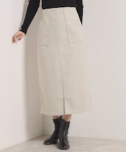 【洗濯機OK】カットメルトンタイトスカート