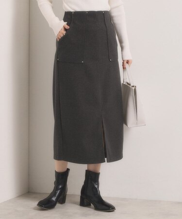 【洗濯機OK】カットメルトンタイトスカート