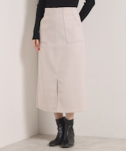 【洗濯機OK】カットメルトンタイトスカート