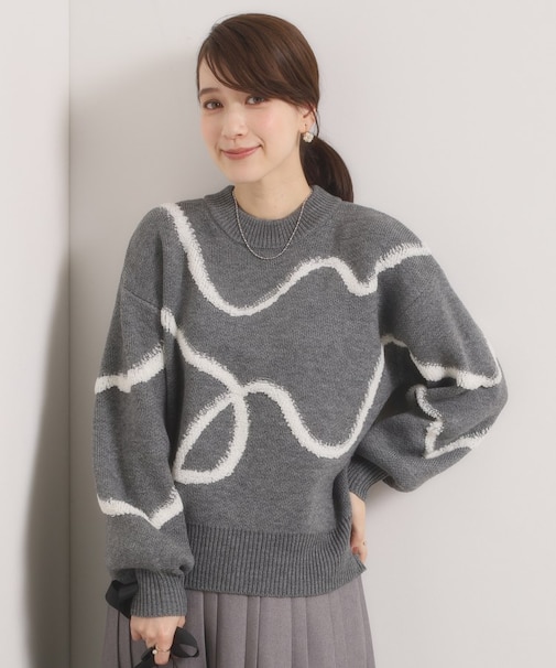 【手洗い可】ニュアンス柄ニット