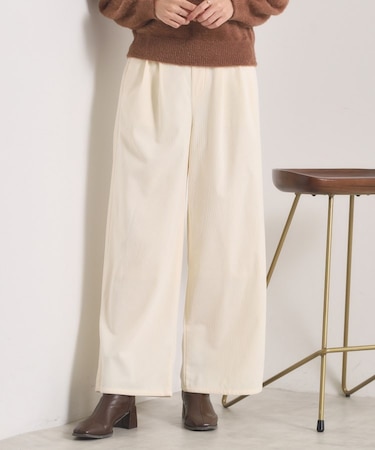 【洗濯機OK／ウエストゴム】コーデュロイワイドパンツ