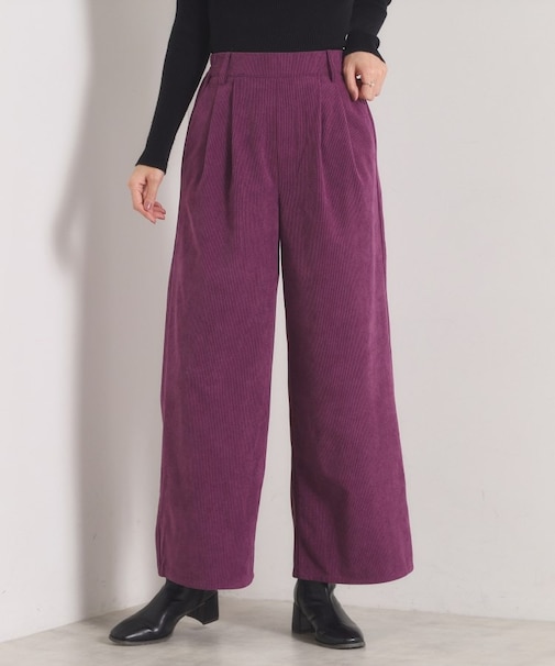【洗濯機OK／ウエストゴム】コーデュロイワイドパンツ