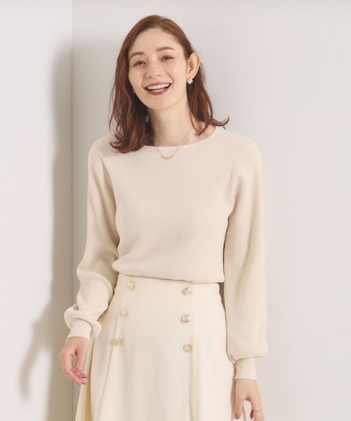 【毛玉防止／洗濯機OK】ボートネックモールニット