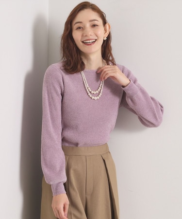 【毛玉防止／洗濯機OK】ボートネックモールニット