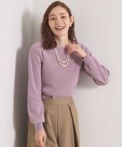 【毛玉防止／洗濯機OK】ボートネックモールニット