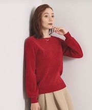 【毛玉防止／洗濯機OK】ボートネックモールニット