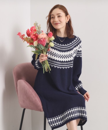 【手洗い可】求心ニットワンピース