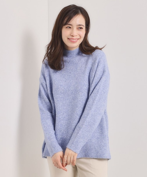 【洗濯機OK】ミックスヤーンハイネックニット